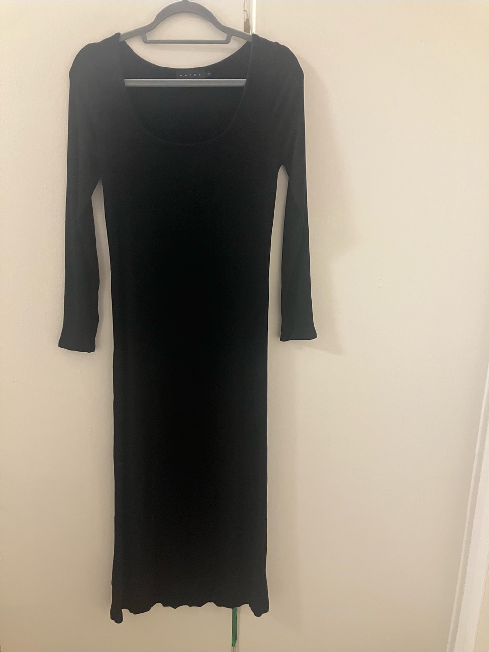 HATCH Collection The Long Sleeve Rib Dress Black Size 3 Large Maternity